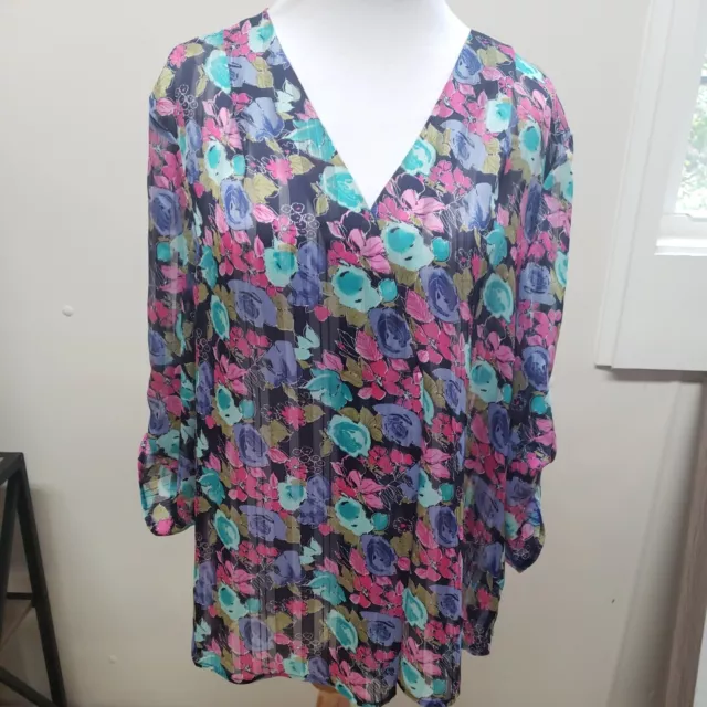 Brand New Chaus New York Flower Blouse Size L