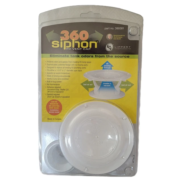 NEW LIPPERT 360 Siphon RV Vent Cap 389381 Holding Tank Vent Cap White