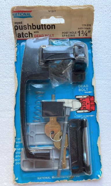 NOS National Hardware 178-376 V1317 Keyed Pushbutton Latch With Dead Bolt & Key