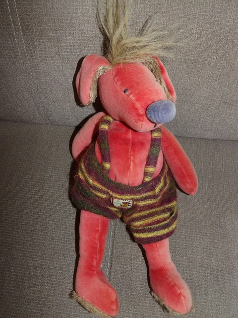 DOUDOU PELUCHE MOULIN ROTY LES ZAZOUS CHIEN ROUGE NEZ BLEU 33 cm
