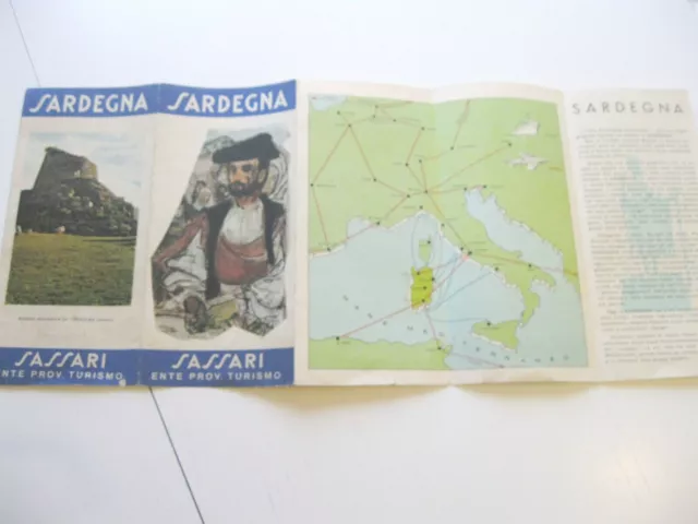 Vecchio Depliant Mappa Sardegna Sassari Castelsardo Alghero 11 Fotografie