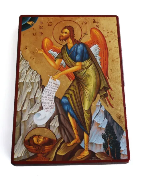 Greek Russian Orthodox Handmade Wooden Icon Saint John the Baptist 02 19x13cm 2