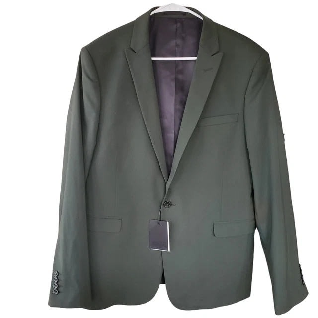 Asos single breasted blazer sports coat olive green notch lapel single vent 44 R Asos single breasted blazer sports coat olive green notch lapel single vent 44 R