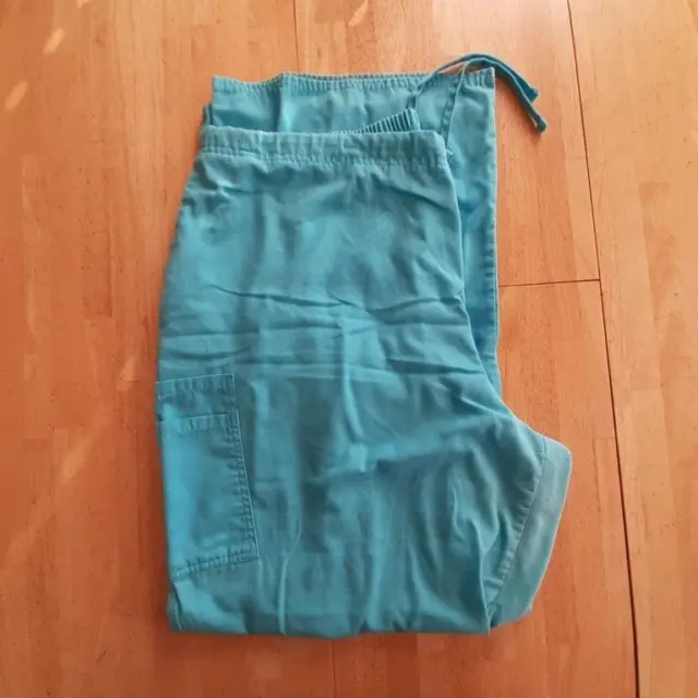 Scrubs Pants Size 2XL, Elastic Drawstring Turquoise Color with Wide Pant Legs