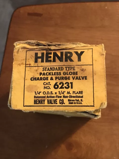 Henry Packless Globe Charge & Purge Valve No. 6231. 1/4” ODS, 1/4” Flare