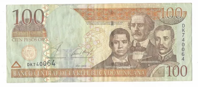 Billet De 100 Pesos Oro Republica Dominicana 2002, Republique Dominicaine Tb/Ttb