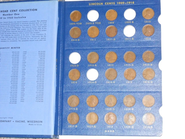 Lincoln Wheat Cent Penny Collection Set  1909 Vdb To 1940 Pds 82 Coins Semi Keys