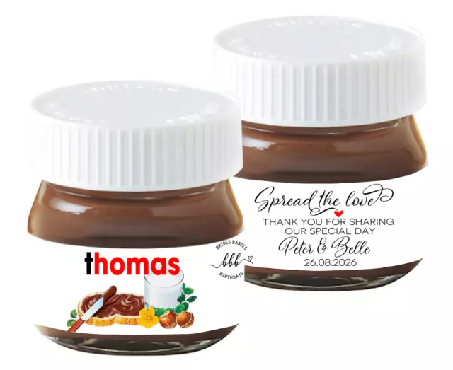 Pesonalised Mini Nutella Jar Wedding Favour Spread the love JAR INCLUDED