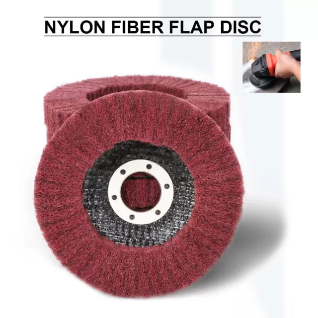 115mm 4.5" Nylon Fiber Flap Wheel Buffing Pad Abrasive Disc for Angle Grinder