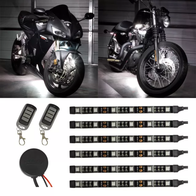 LEDGlow 6pc Advanced White LED Flexible Motorcycle Accent Neon Engine Light Kit