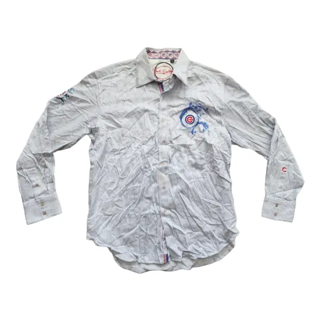 Robert Graham Cubs Shirt Mens Size XL Light White Button-Up Chicago Baseball