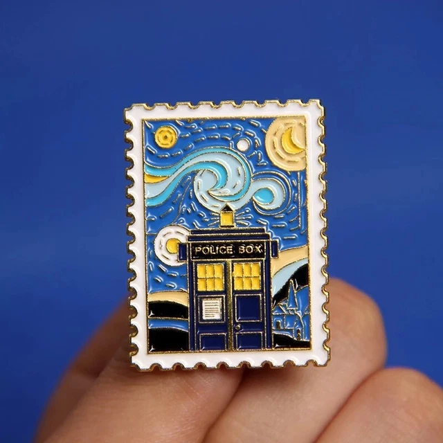 Tardis Starry Night Dr Who Van Gogh Police Box Stamp 3.4 - Foto 8