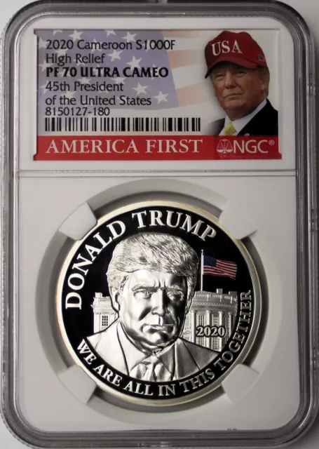 2020 Cameroon Donald Trump Coin 1 oz Silver Proof NGC PF70 MAGA America First