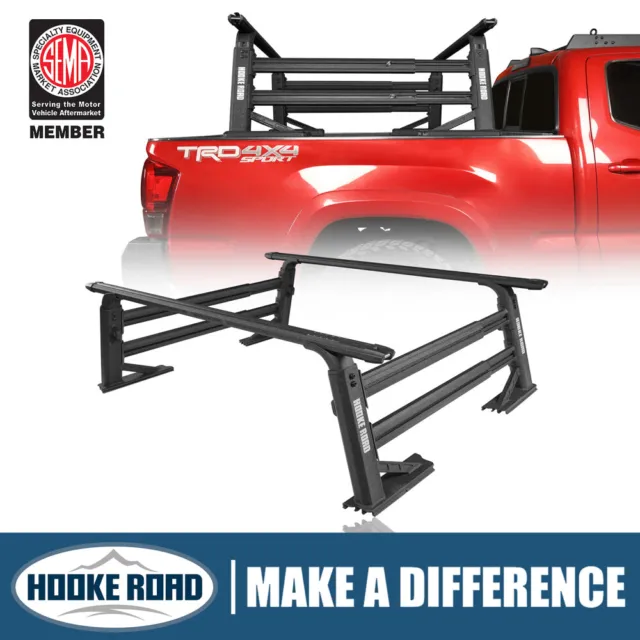 Hooke Road Black Aluminum Truck Bed Ladder Cargo Rack Universal Assembly Set