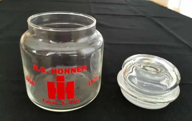 Advertising Glass Jar ~ IH International Harvester ~RG Honner Tabor South Dakota