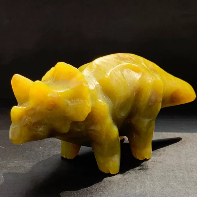 238g Natural Gem jade riceratops Skull Quartz Crystal Carved Healing