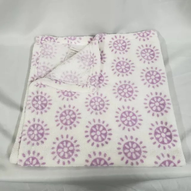 Baby's Babys First Plush Fleece Blanket Nemcor White Cream Purple Medallion Sun