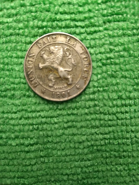 BELGIUM 1901 5 Centimes Error Multiple Strike Double Date on Obverse
