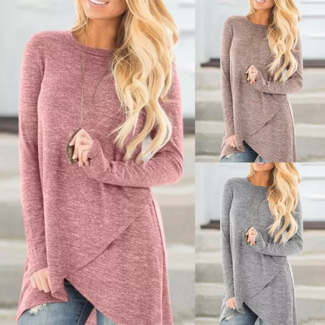 UK Women Long Sleeve Loose Tunic Tops Shirt Ladies Casual Pullover Blouse Jumper