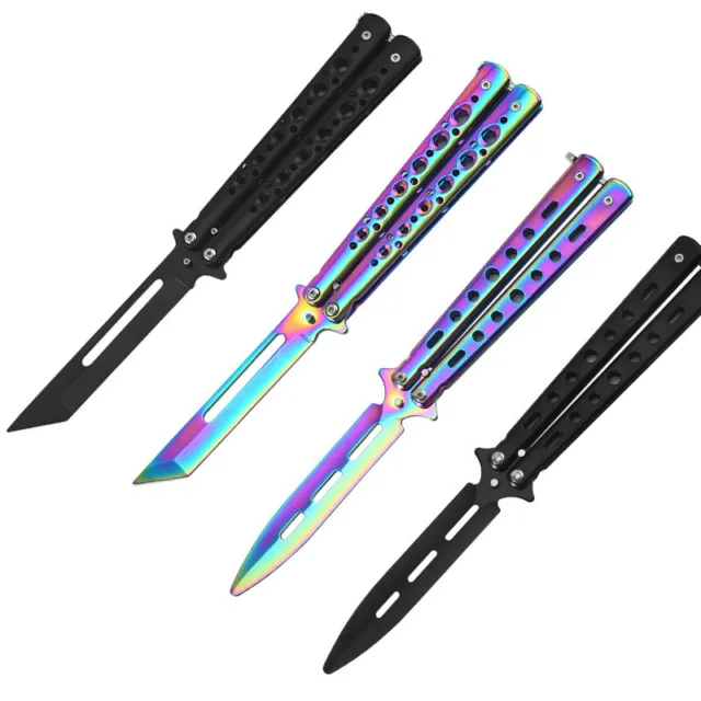 Rainbow Butterfly Knife Comb Metal Folding Practice Trainer Training Tool AU