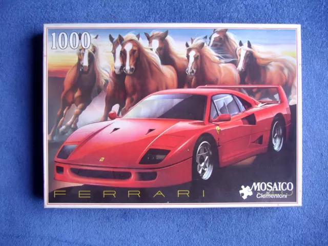 Red Ferrari With Wild Horses ~ 1000 Piece Jigsaw Puzzle ~ Complete ~ Rare