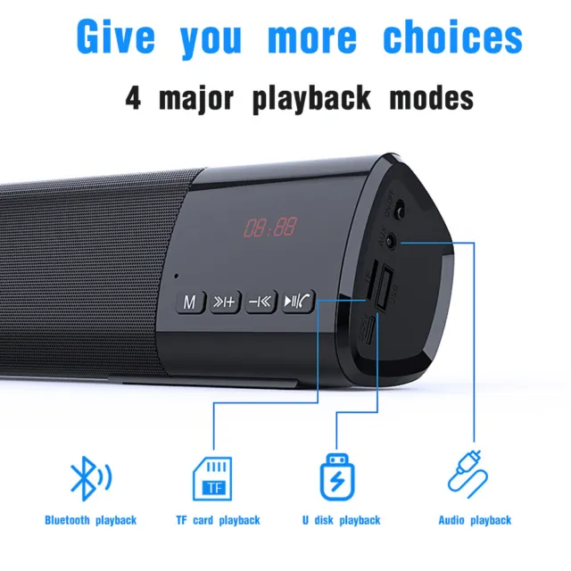 Portable Wireless Bluetooth Speaker Outdoor Loud Stereo Bass USB/TF/FM Radio