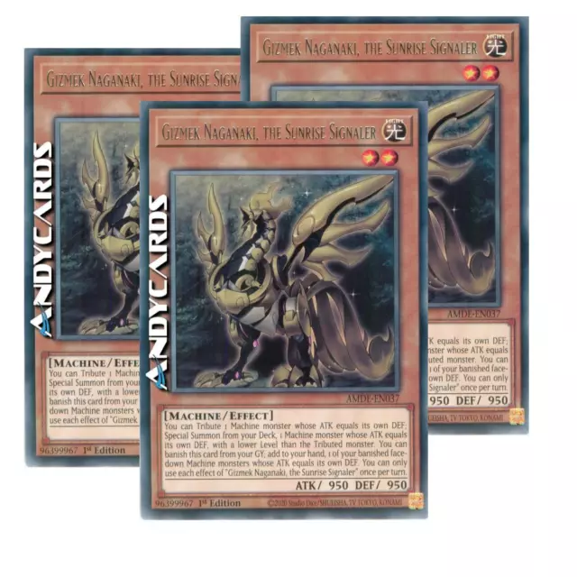 3x GIZMEK NAGANAKI, THE SUNRISE SIGNALER • Rare • AMDE EN037 • 1Ed • Yugioh!