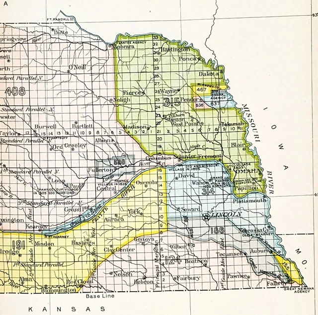 1899 Nebraska Map Sioux Cheyenne Pawnee Arapaho Indian Treaty Land Cessions 1899 Nebraska Map Sioux Cheyenne Pawnee Arapaho Indian Treaty Land Cessions