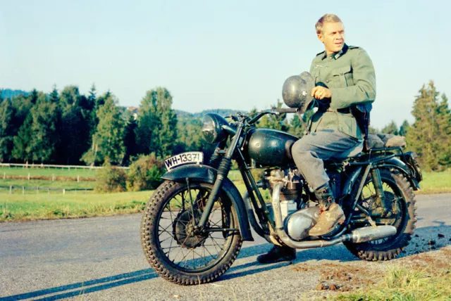 The Great Escape Steve Mcqueen Holding Helmet On Motorcycle 24X18 Poster