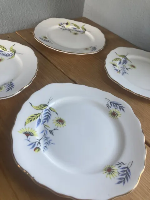 4 Vintage Royal Vale/Colcolugh Side/Cake Plates Bone China 1950's