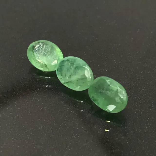 EMERALD 3pcs Set 2.19ct Green Oval 6.8 to 7.0mm Natural Untreated from Zambia