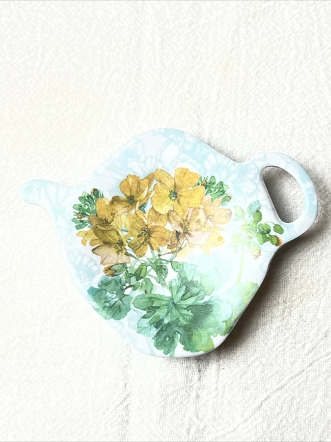 Tea Bag Holder Floral Keller Charles 4" x 3" Pre Owned