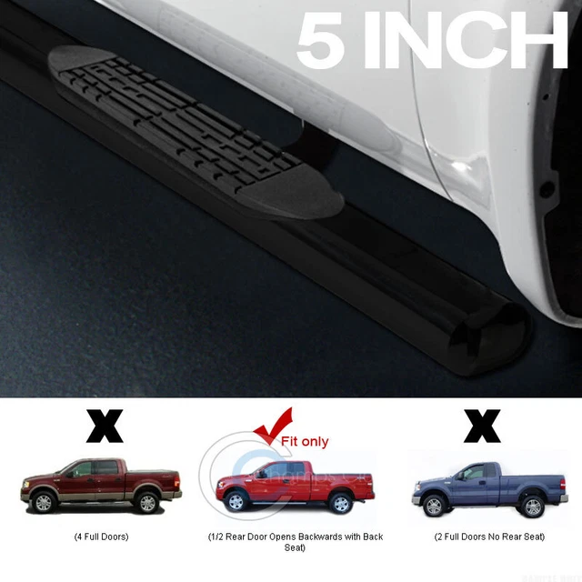 5" Oval HD Black Side Step Nerf Bars Running Board 04-08 Ford F150 Super/Ext Cab