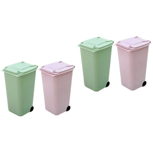 4 PCS Desktop Mini Trash Can Mini Waste WasteBasket Countertop Trashcan Mini