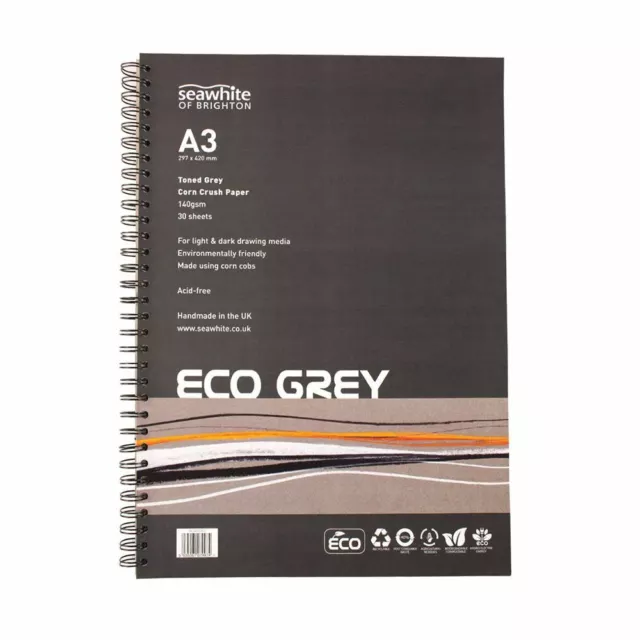 Seawhite of Brighton Eco Grey Corn Crush Recycled Drawing Paper Pad A3