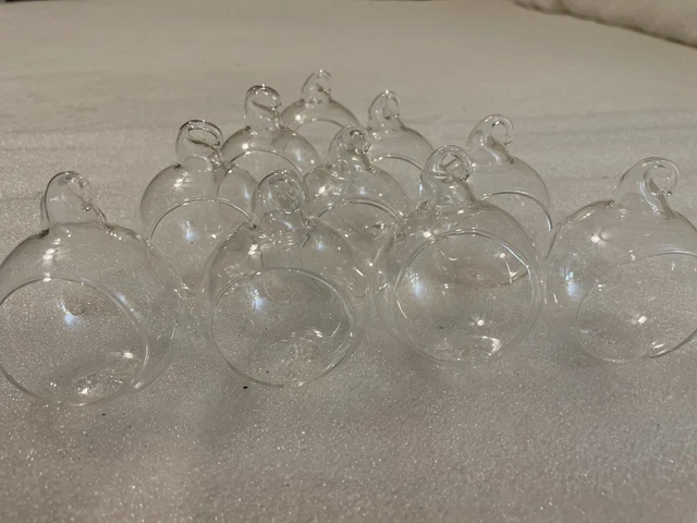 Hanging Glass Terrarium Set of 10 Plant Candle Holders Ornament Hook Feature