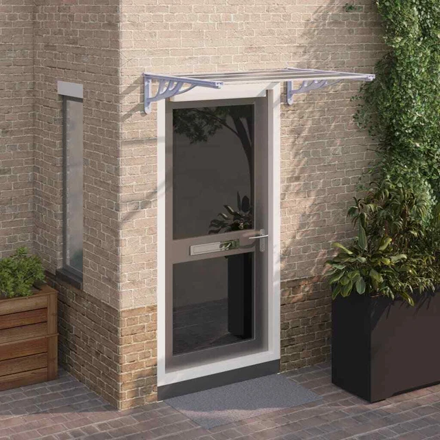 Türvordach Grau Transparent Polycarbonat Pultvordach mehrere Auswahl vidaXL