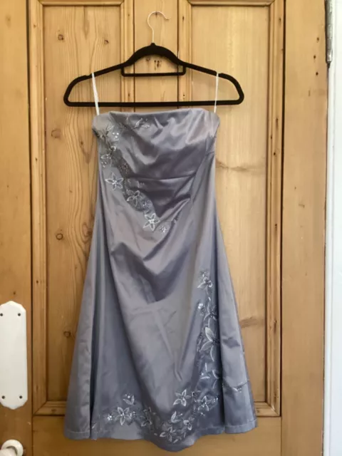 Silver sleeveless mid length Jane Norman dress with flower detail