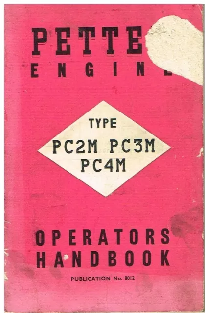 Petter Pc2M Pc3M Pc4M Diesel Engine Original 1958 Factory Operators Handbook