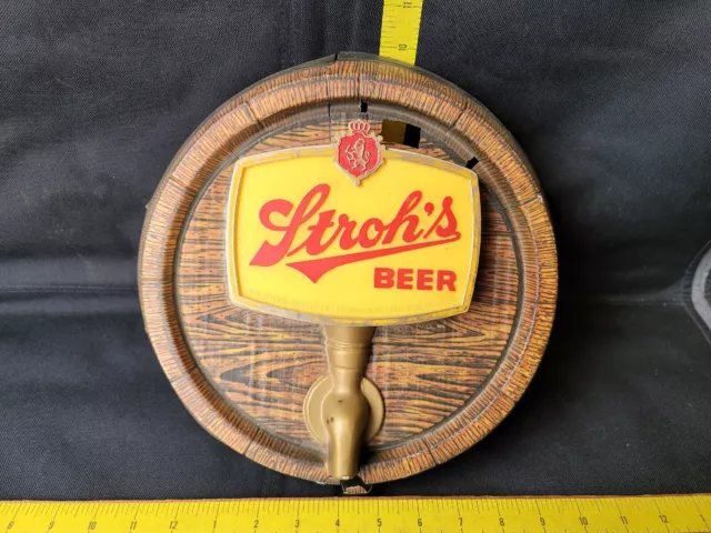 Vintage Stroh's Beer Sign Plastic Some Cracks On Edge Displays Well