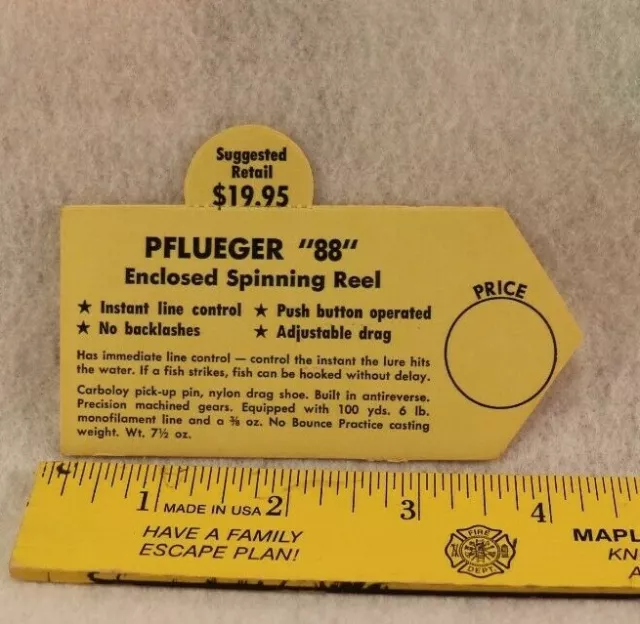 Vintage Pflueger  88  Enclosed Spinning Reel Store Display Card