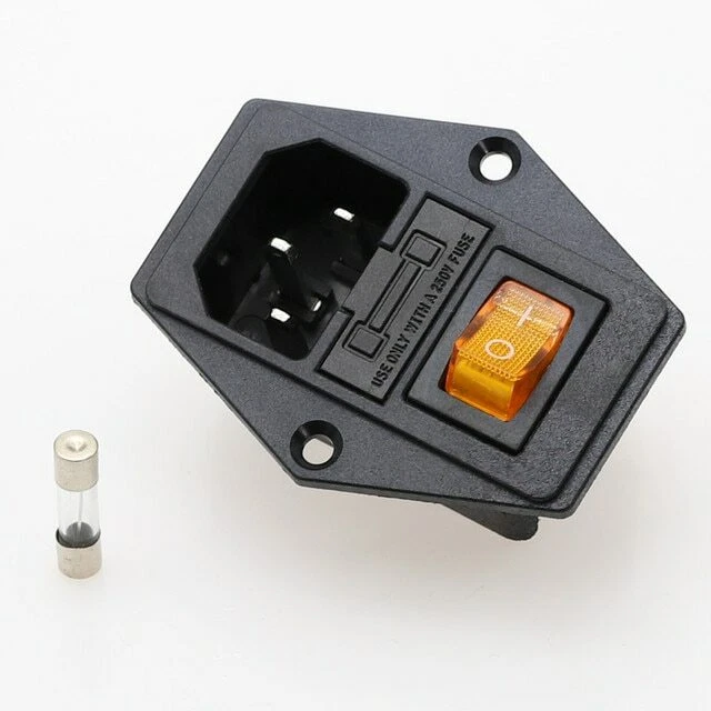 IEC AC POWER Outlet Socket Jack with On/Off Switch And 10A Fuse ...