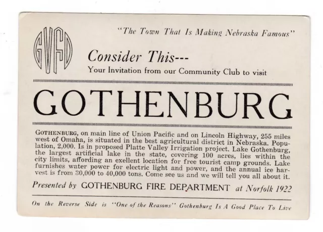 1922 Rppc Gothenburg Nebraska Downtown Panoramic Advertising Vintage Postcard Ne 2