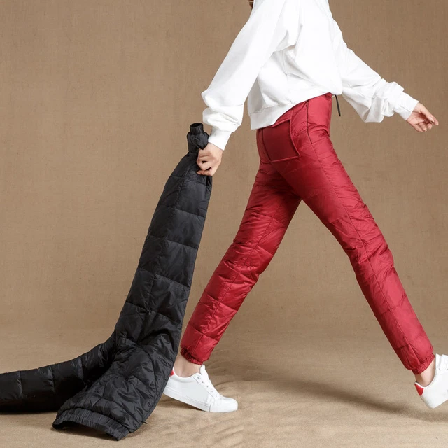 Pantalon D'hiver Matelassé Doudoune Pour Femme - Coupe Conique, Couleurs Vives, Taille élastique