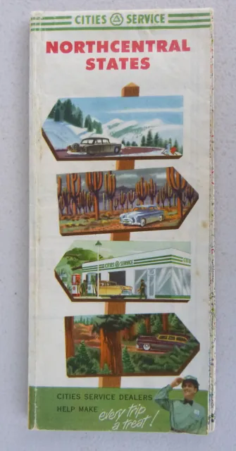 1953 Northcentral  United States road map Cities Service gas