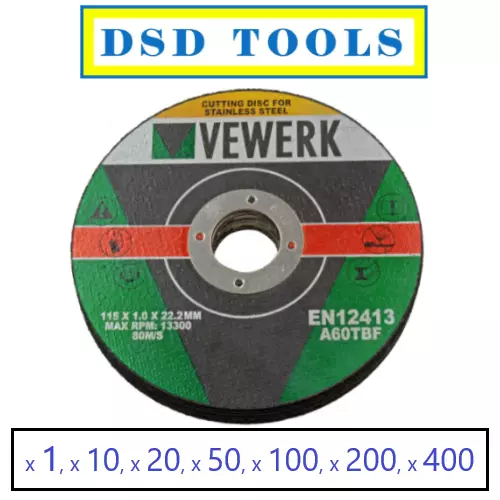 Vewerk 4.5 inch Metal Cutting / Slitting Discs Ultra Thin  115mm x 1mm x 22.2mm