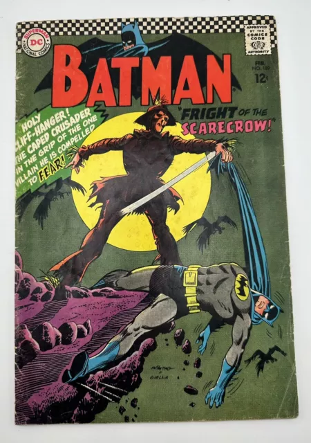 Batman #189 D.C. Comics 1967 Fright Of The Scarecrow 1st Appearance VG Condition