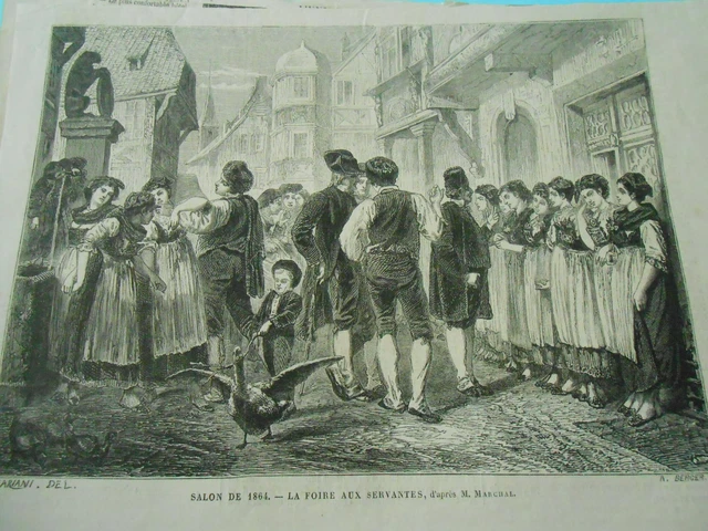 Gravure 1864 - La foire aux Servantes