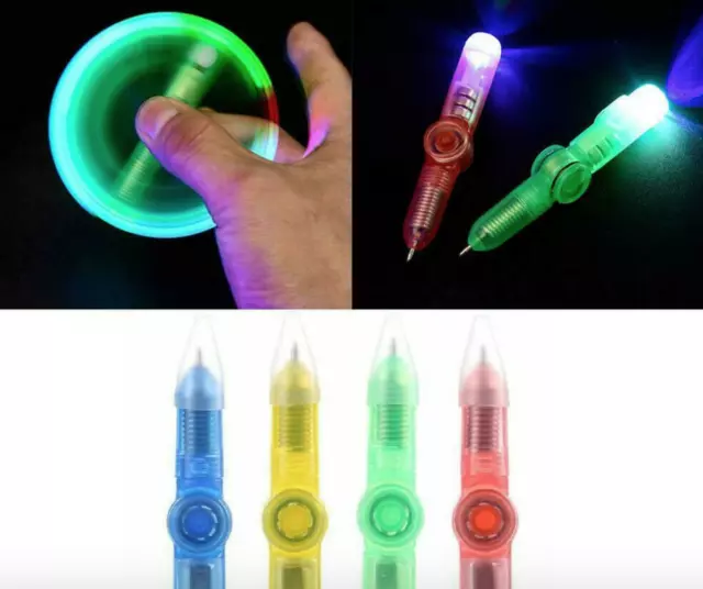 LED Fidget Spinner Pen - Glow in the Dark / Light Up - Kids Spinning Spin Toy