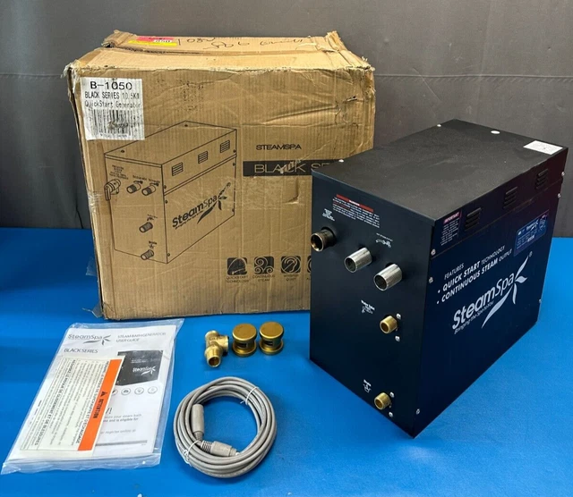 Generador de baño de vapor SteamSpa serie negra arranque rápido 10,5 kW 240 V 44 amperios B-1050